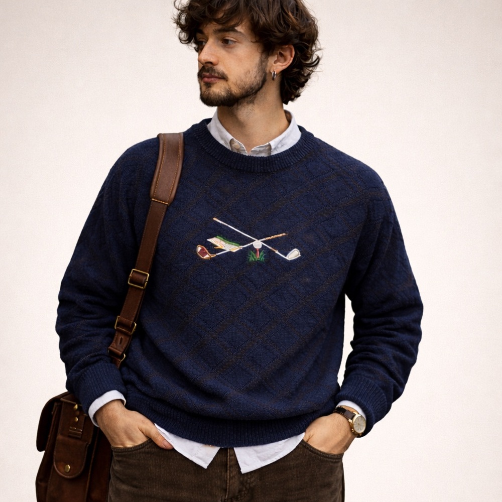 Vintage Deadstock Golf Sweater Cypress Links Knit Dark Academia Y2K Indie